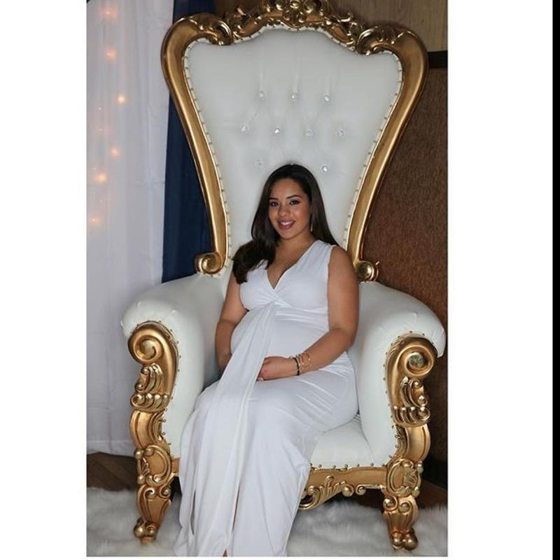 Beautiful Maternity Deep V-Neck Gown Dress.