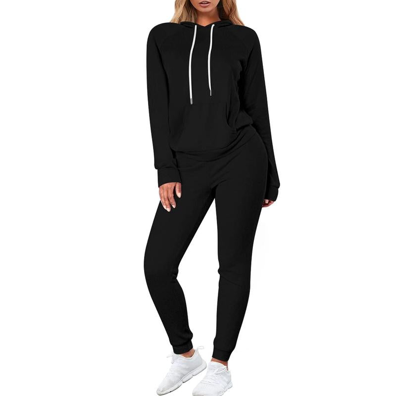 FUPHINE Women'S 2 Piece Sets Long Sleeve Hoodies Sweatpant Set Lounge Sets Fall Outfits Tracksuit 2024 Clothes (Black,L)