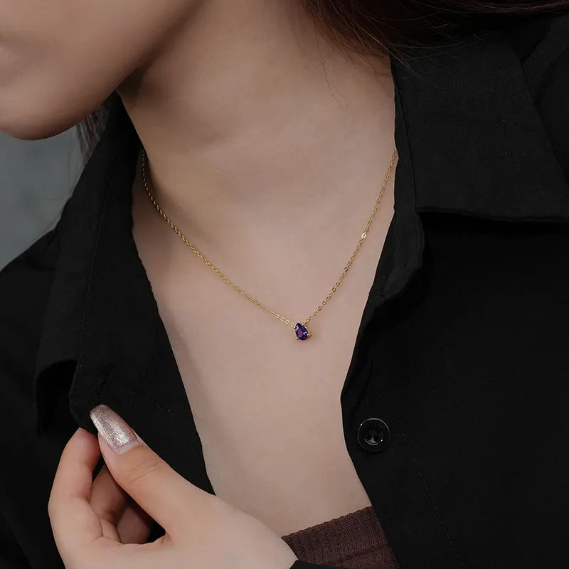 Emerald Water Drop Pendant Necklace