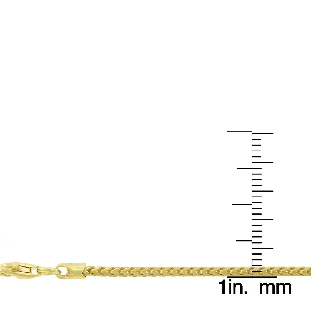 925 Italian Sterling Silver 2Mm Solid Franco Chain, FREE Microfiber Cloth, Yellow Gold Plated Square Box Link Chain Mens Womens Necklace,