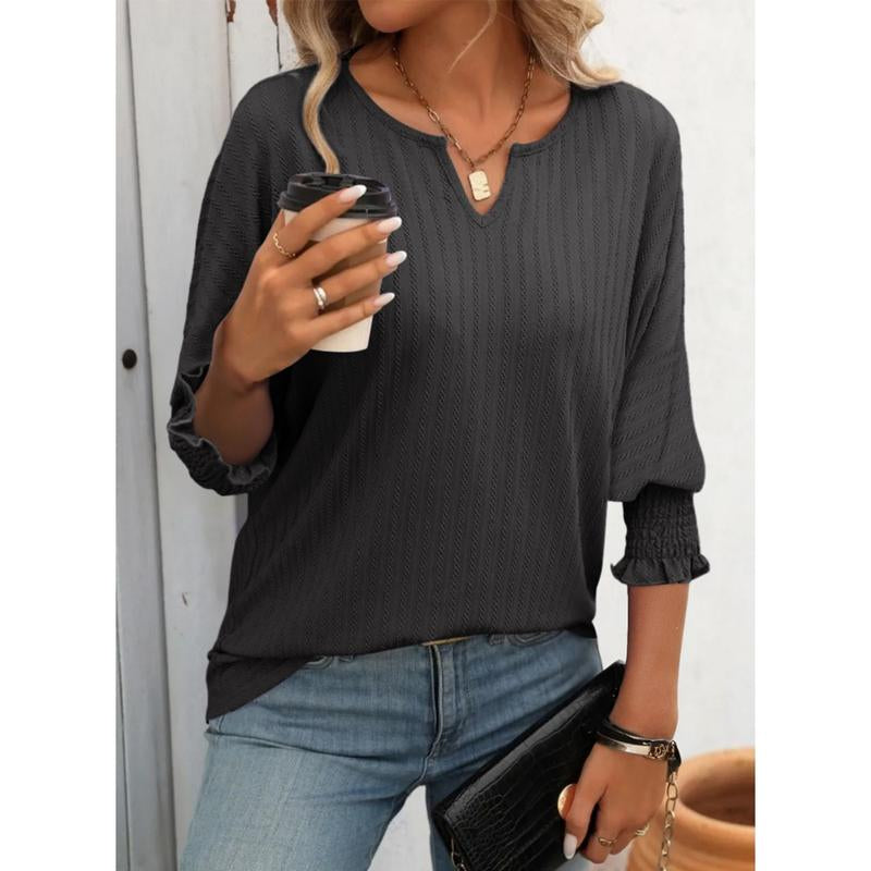 Dokotoo Tops for Women Casual Loose V Neck Tshirt Shirts for Women Summer Basic Solid 3/4 Sleeve Blouses Womens Top 2025 Fashion Trendy Short Sleeve Shirt Tees