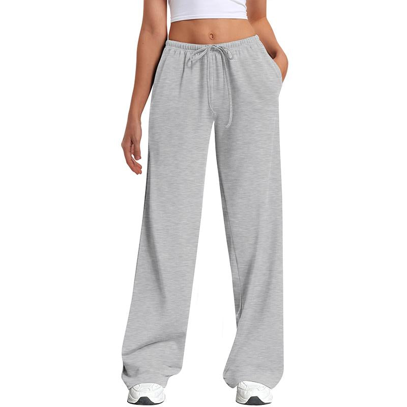 Women'S Wide Leg Sweatpants Straight Leg Lowrise Sweat Pants Drawstring Elastic Low Waist Pants with Pockets