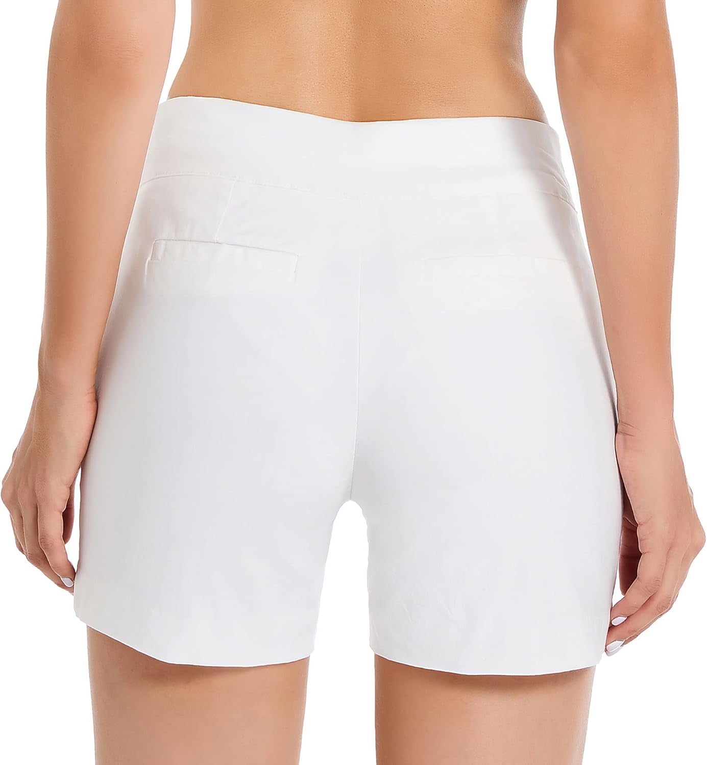Women'S Chino Shorts - 4" Inseam, High Waisted, Elastic, Summer Casual Shorts with 2 Front Pockets