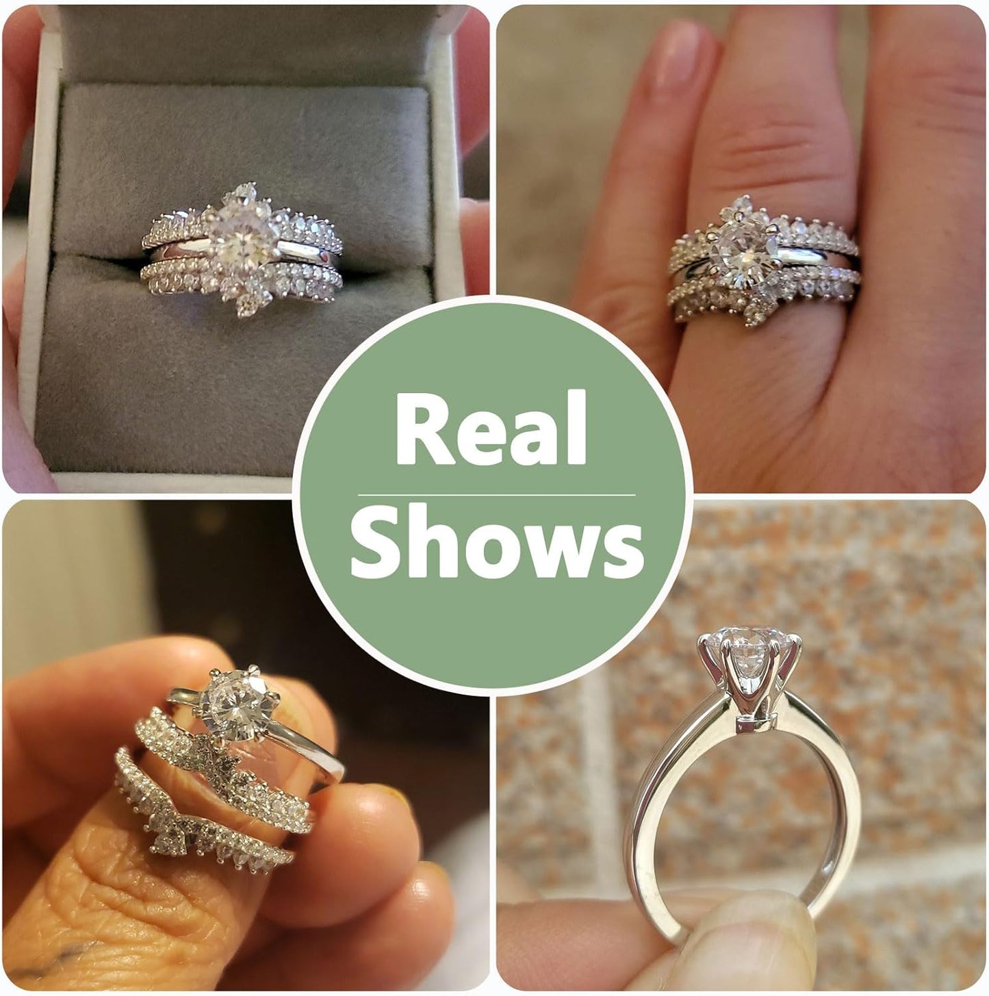 Cz Wedding Rings for Women Engagement Ring Enhancer Band Bridal Set Sterling Silver Size 4-13