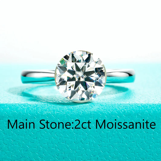 Anujewel 2Ct/3Ct D Color Moissanite Invisible Setting Engagement Ring for Women 925 Sterling Silver Gold Plated Solitaire Rings