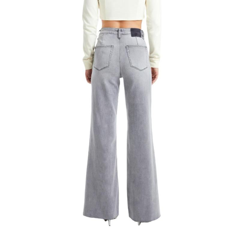 High Waisted Wide Leg Jeans for Women Basic Straight Denim Pants Underwear Trouser Lady Streetwear 8101
