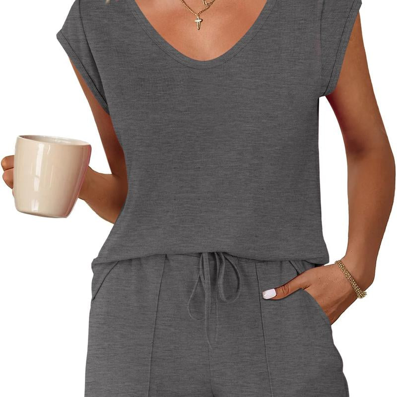 Ekouaer Womens Tops and Shorts Cute Sets Comfy 2 Piece Lounge Set S-XXL