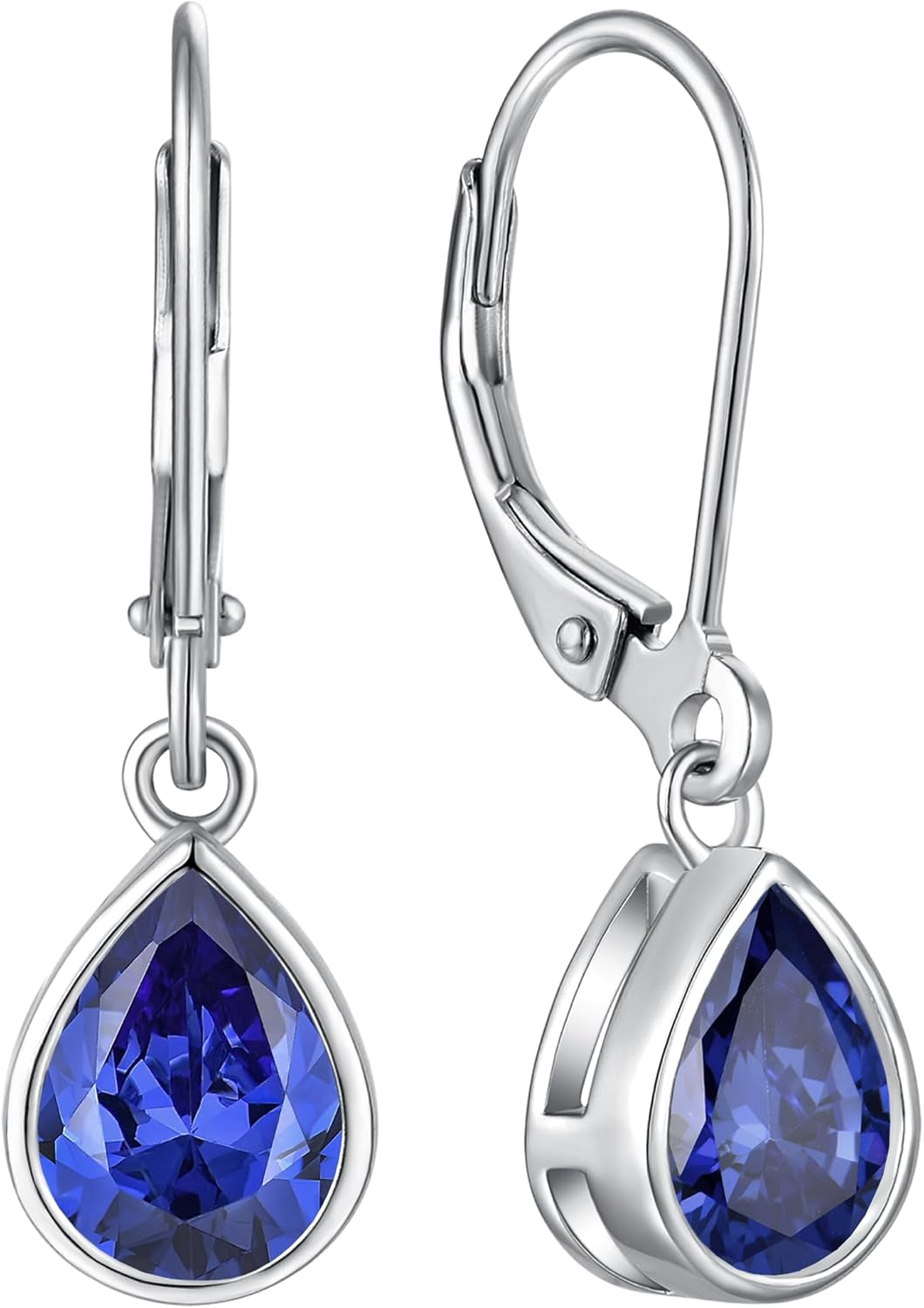 925 Sterling Silver Solitaire Teardrop Dangle Drop Earrings Pear/Heart/Round Cut Birthstone Leverback Earrings Jewelry for Women