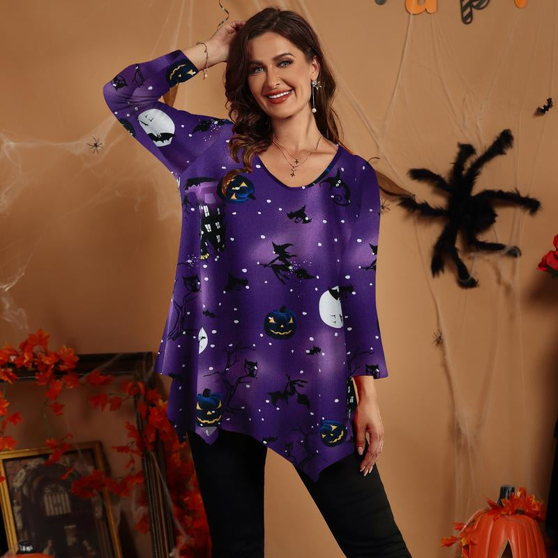 LARACE plus Size Tops for Women 3/4 Sleeve Christmas Crewneck Blouses Shirts Tunic Womenswear Asymmetrical Plussize Basic Top Dress Flowy Fabric Fit Christmas Clothes Blouse Women Tops Basic Minimalist Christmas T-Shirts Comfortable Tops Outfits Suits