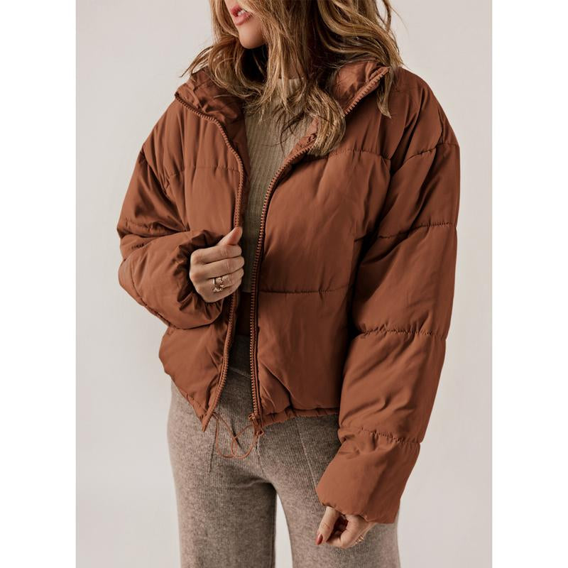 Dokotoo Womens Winter Quilted Jackets Long Sleeve Full Zip Puffer Jacket Coats with Pockets