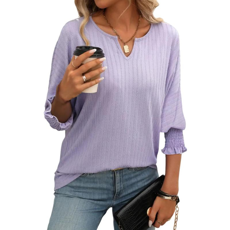 Dokotoo Tops for Women Casual Loose V Neck Tshirt Shirts for Women Summer Basic Solid 3/4 Sleeve Blouses Womens Top 2025 Fashion Trendy Short Sleeve Shirt Tees