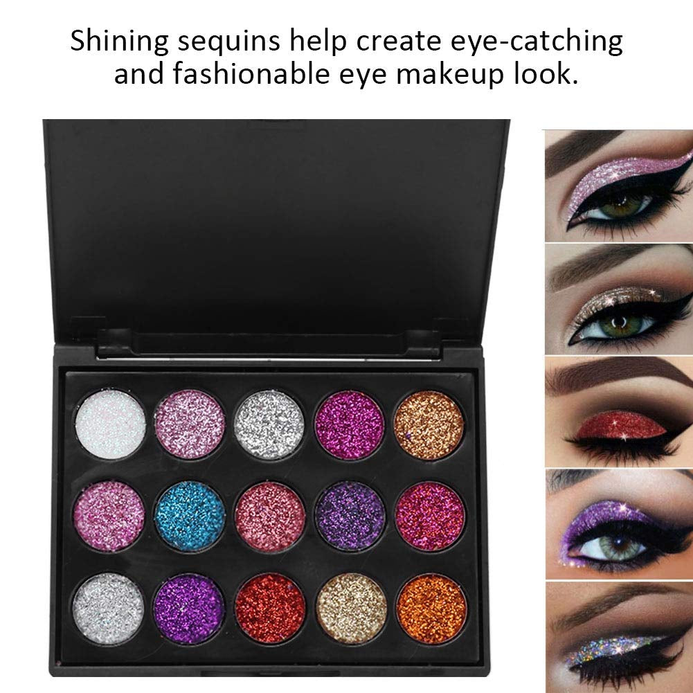 Eyeshadow Palette, 15 Colors Glitter Eyeshadow Palette for Cosplay Makeup Eye Makeup, Shining Eye Shadow Cosmetic Powder Suitable for Daily and Professional Makeup