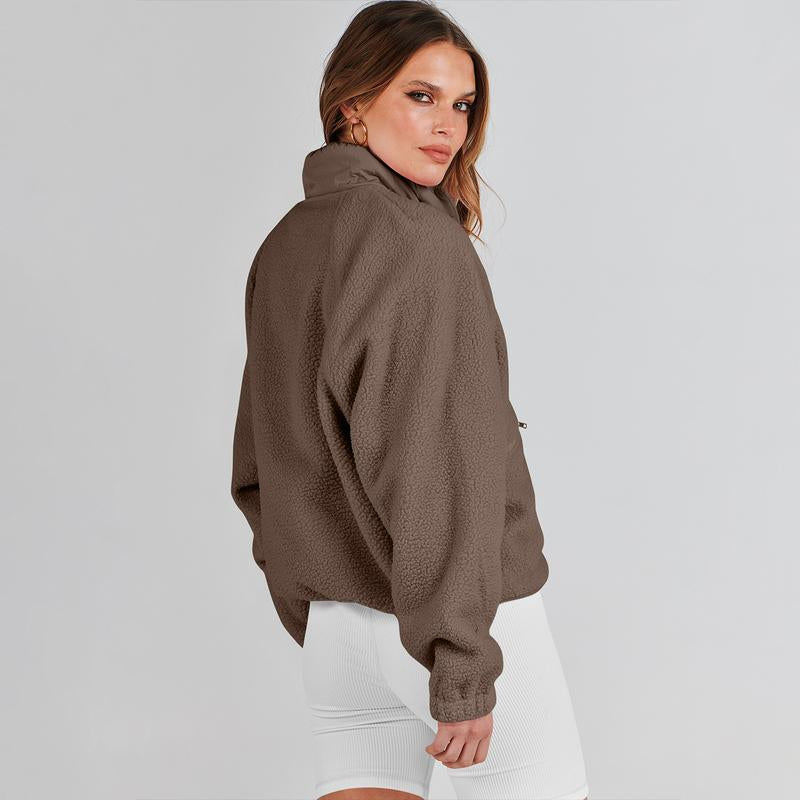 ANRABESS Womens Fleece Jacket Button down Shacket Casual Sherpa Cropped Coats Warm Outwear with Pockets