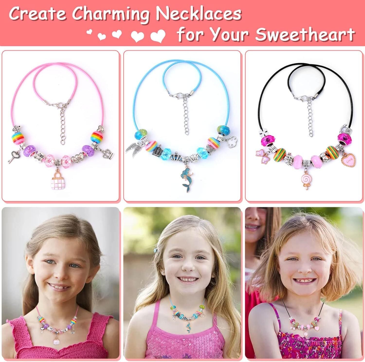 180 Pcs Charm Bracelet Making Kit for Girls, Mckanti Unicorn Mermaid Crafts Gift