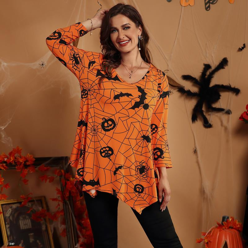 LARACE plus Size Tops for Women 3/4 Sleeve Christmas Crewneck Blouses Shirts Tunic Womenswear Asymmetrical Plussize Basic Top Dress Flowy Fabric Fit Christmas Clothes Blouse Women Tops Basic Minimalist Christmas T-Shirts Comfortable Tops Outfits Suits