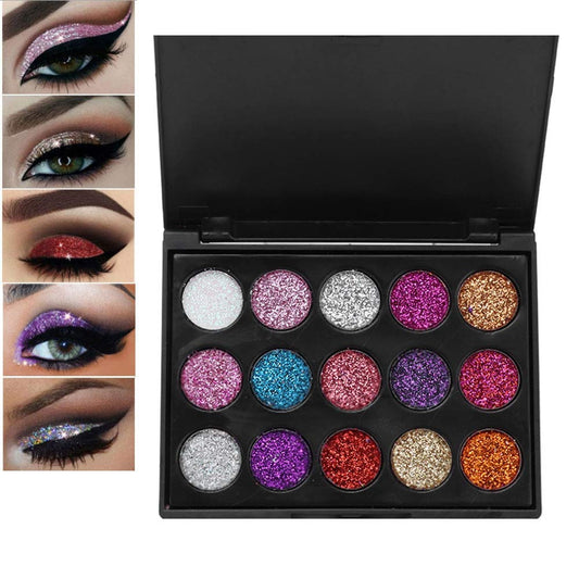 Eyeshadow Palette, 15 Colors Glitter Eyeshadow Palette for Cosplay Makeup Eye Makeup, Shining Eye Shadow Cosmetic Powder Suitable for Daily and Professional Makeup