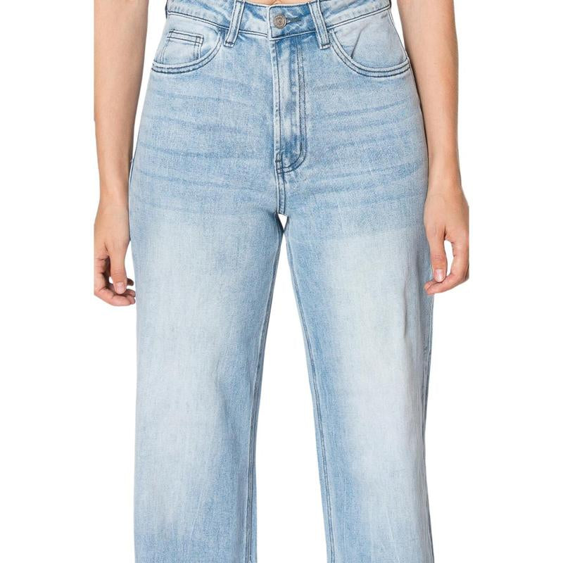 High Waisted Wide Leg Jeans for Women Basic Straight Denim Pants Underwear Trouser Lady Streetwear 8101