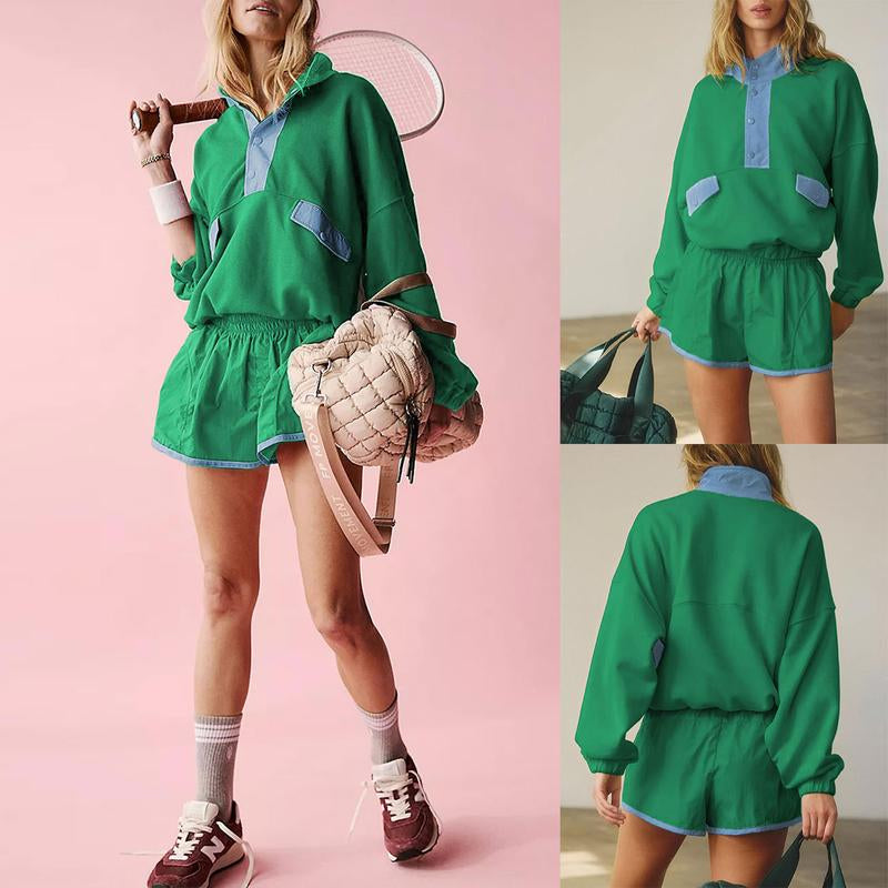 Tanming Women'S Two Piece Short Sets Summer Lounge Sweatsuits Long Sleeve Outfits Travel Tracksuit with Pocket Womenswear Clothes