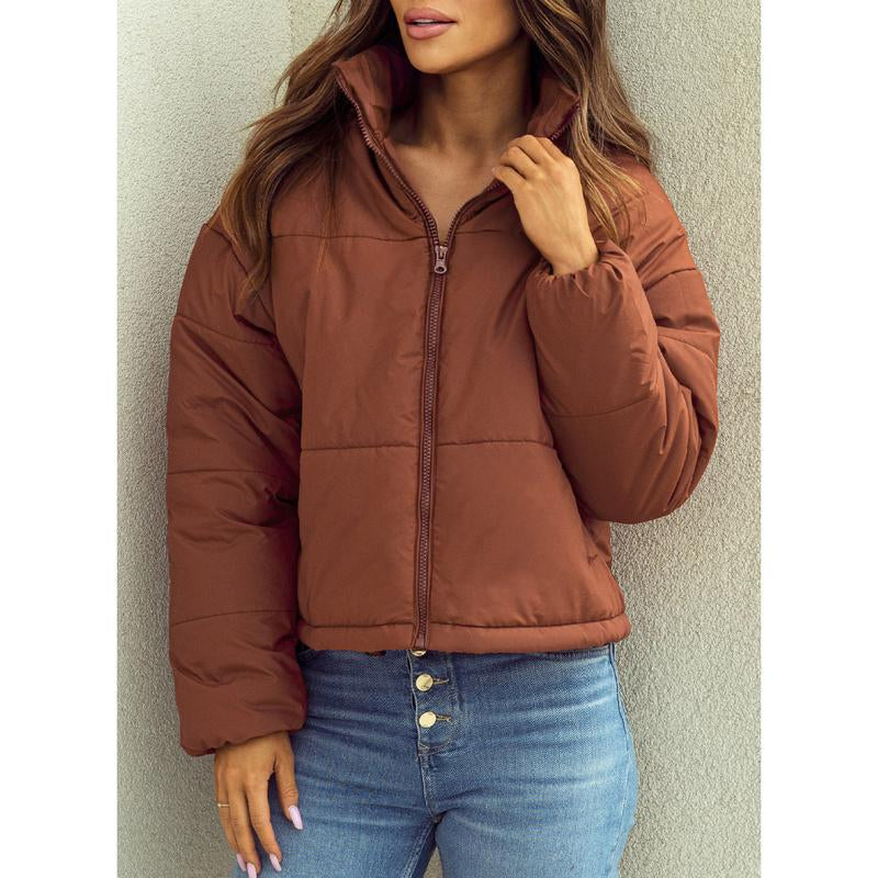 Dokotoo Womens Winter Quilted Jackets Long Sleeve Full Zip Puffer Jacket Coats with Pockets