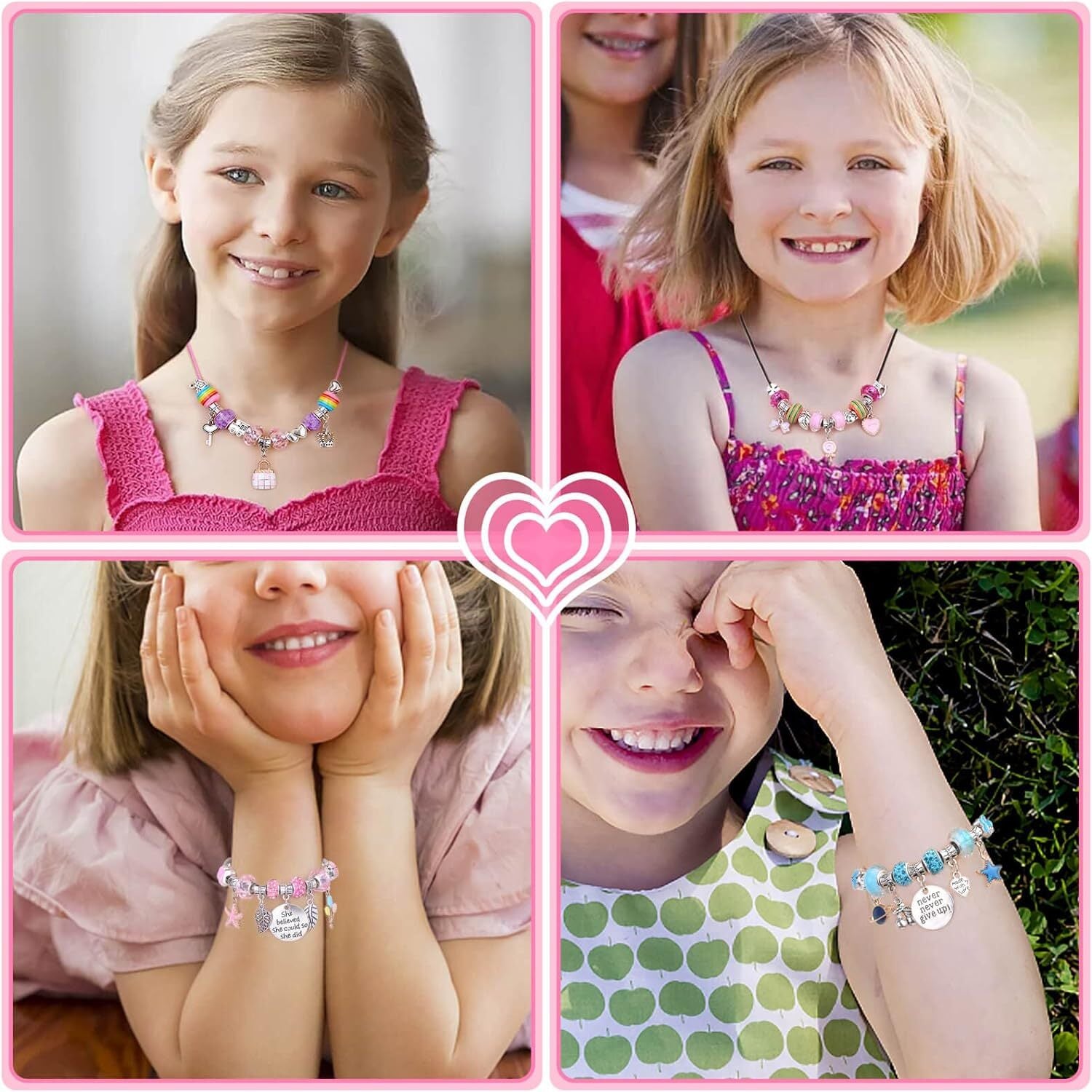 180 Pcs Charm Bracelet Making Kit for Girls, Mckanti Unicorn Mermaid Crafts Gift