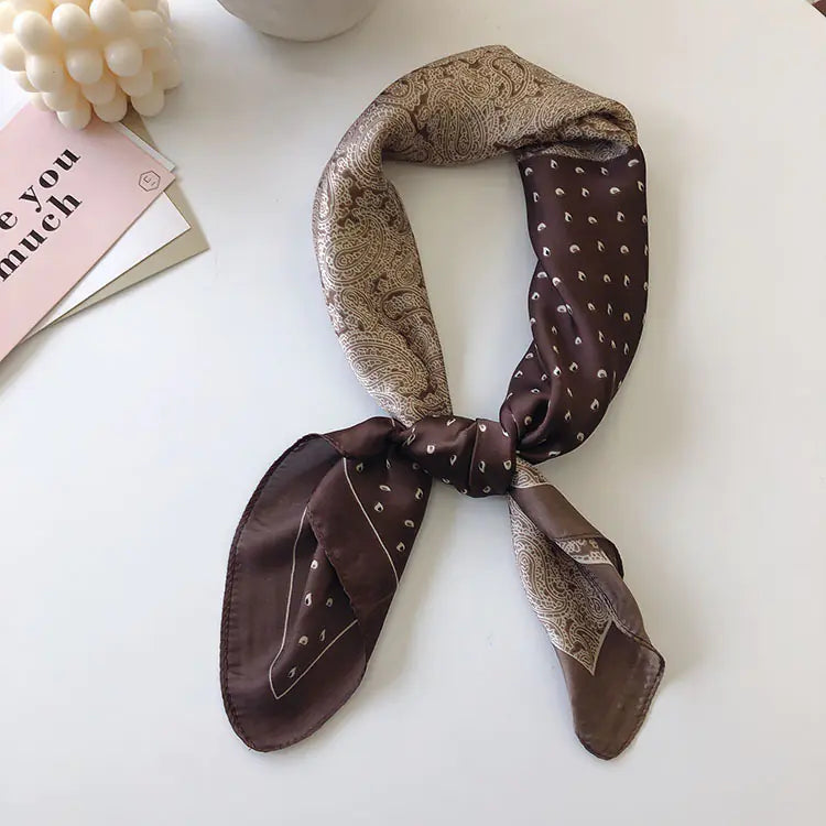 Vintage Cashew-Patterned Silk Scarf for Women
