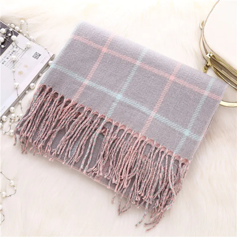 2018 Korean Style Thick Checkered Scarf for Women