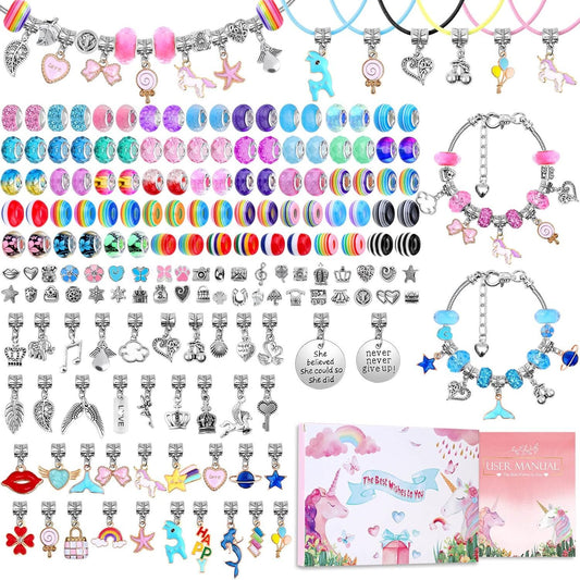 180 Pcs Charm Bracelet Making Kit for Girls, Mckanti Unicorn Mermaid Crafts Gift