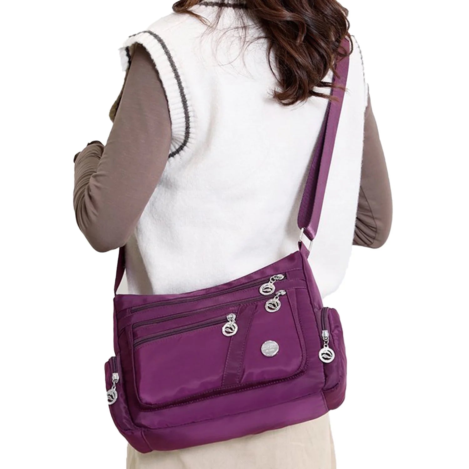 Crossbody Bags for Women, Multiple Pockets Shoulder Bag, Ladies Purses Fashion Handle Satchel - Black
