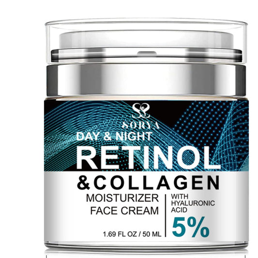 Skin Care Retinol Facial Moisturizer Hydrating with Hyaluronic Acid, Skincare Face Cream to Reduce Wrinkles Powerful Day and Night Anti-Aging Cream