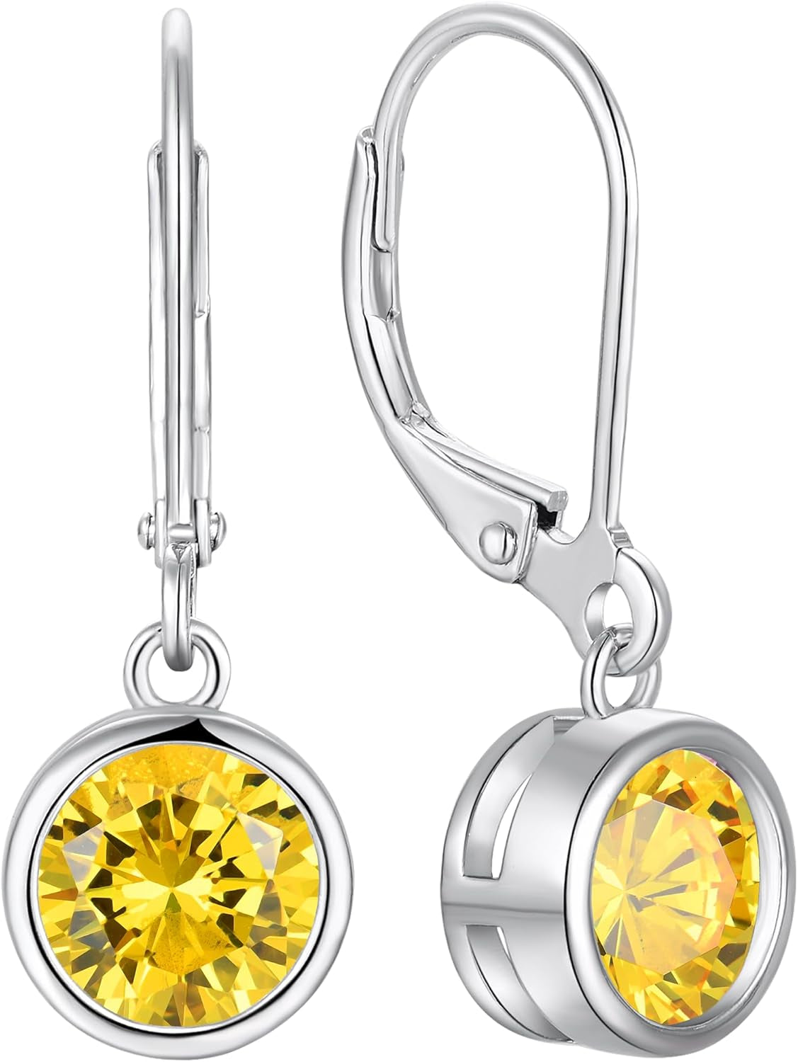 925 Sterling Silver Solitaire Teardrop Dangle Drop Earrings Pear/Heart/Round Cut Birthstone Leverback Earrings Jewelry for Women