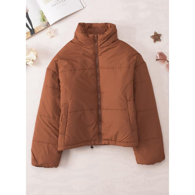 Dokotoo Womens Winter Quilted Jackets Long Sleeve Full Zip Puffer Jacket Coats with Pockets