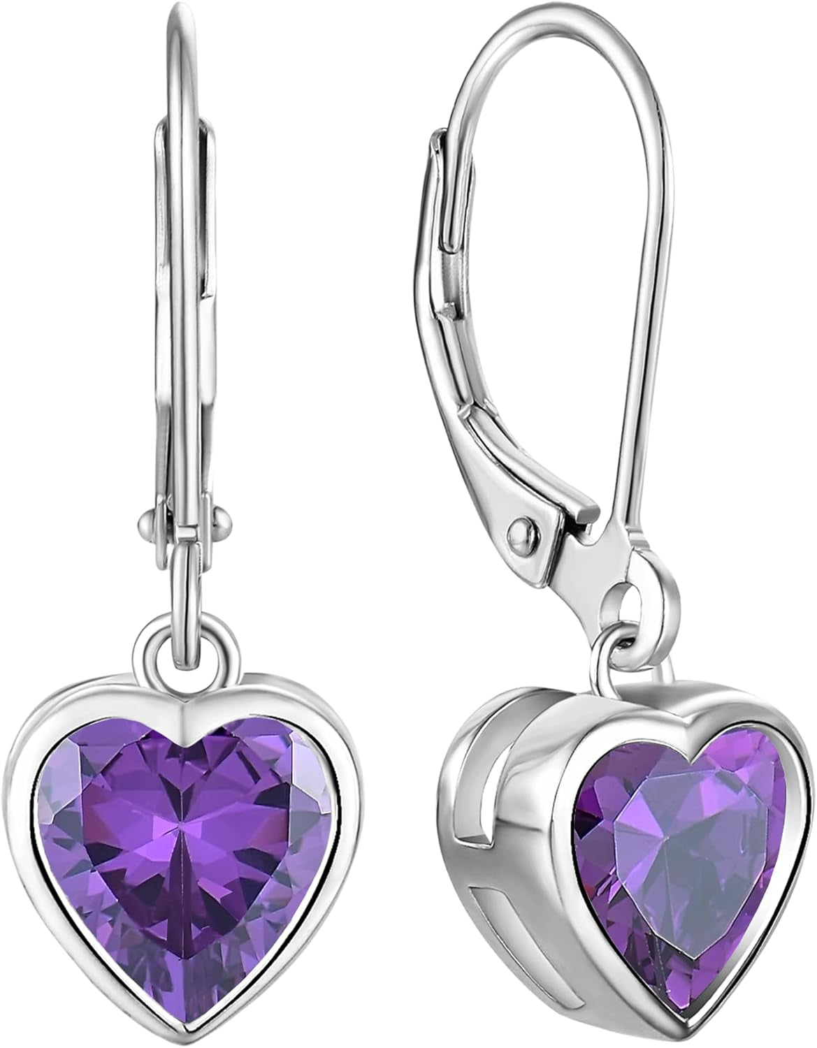 925 Sterling Silver Solitaire Teardrop Dangle Drop Earrings Pear/Heart/Round Cut Birthstone Leverback Earrings Jewelry for Women