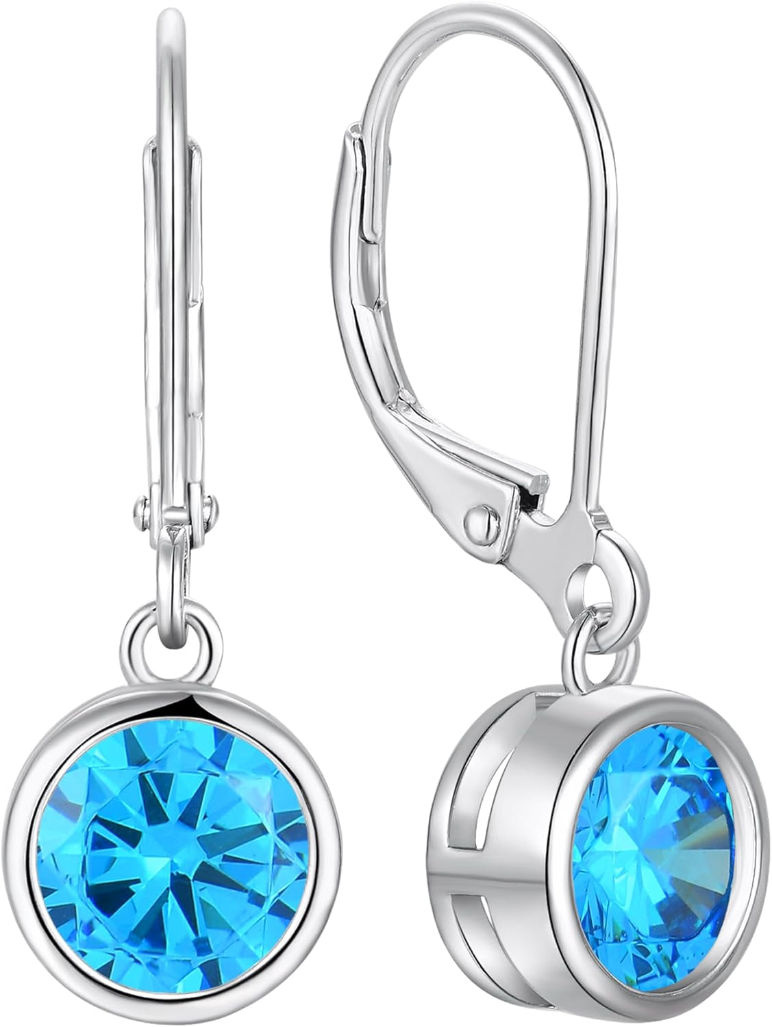 925 Sterling Silver Solitaire Teardrop Dangle Drop Earrings Pear/Heart/Round Cut Birthstone Leverback Earrings Jewelry for Women