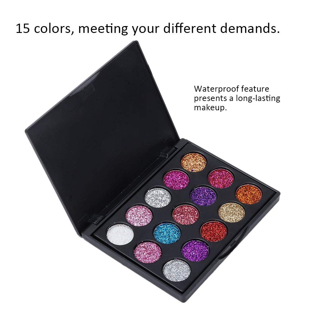 Eyeshadow Palette, 15 Colors Glitter Eyeshadow Palette for Cosplay Makeup Eye Makeup, Shining Eye Shadow Cosmetic Powder Suitable for Daily and Professional Makeup