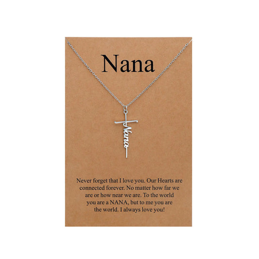 Lcherry Nana Cross Pendants Necklace for Women Nana Gifts from Granddaughter Christian Necklaces Religious Gifts Jewelry for Women