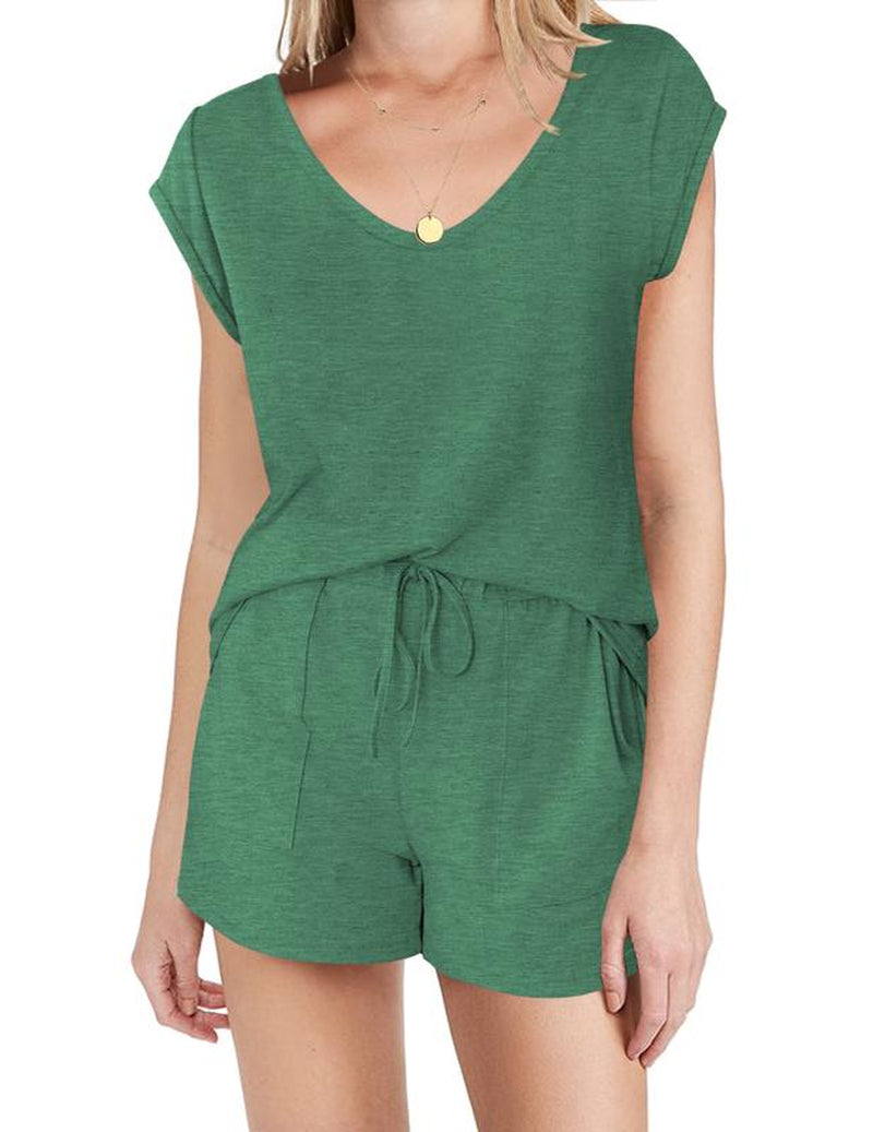Ekouaer Womens Tops and Shorts Cute Sets Comfy 2 Piece Lounge Set S-XXL