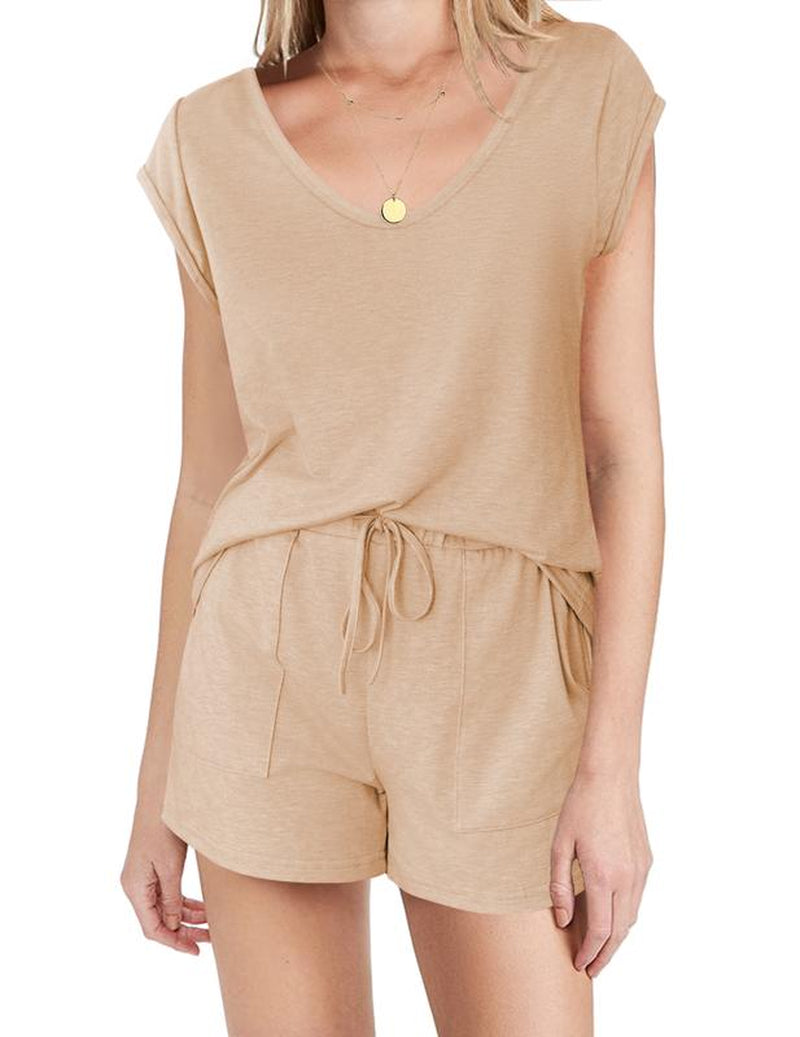 Ekouaer Womens Tops and Shorts Cute Sets Comfy 2 Piece Lounge Set S-XXL