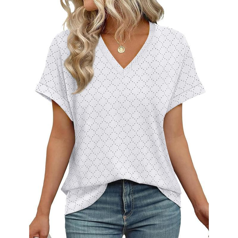 WIHOLL 3/4 Length Sleeve Womens Tops V Neck Casual Tunic Tops Basic Shirts Loose Fit Blouse