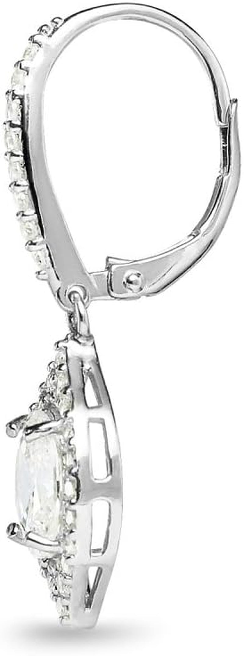 Sterling Silver Oval Dangle Leverback Earrings Made with AAA Cubic Zirconia