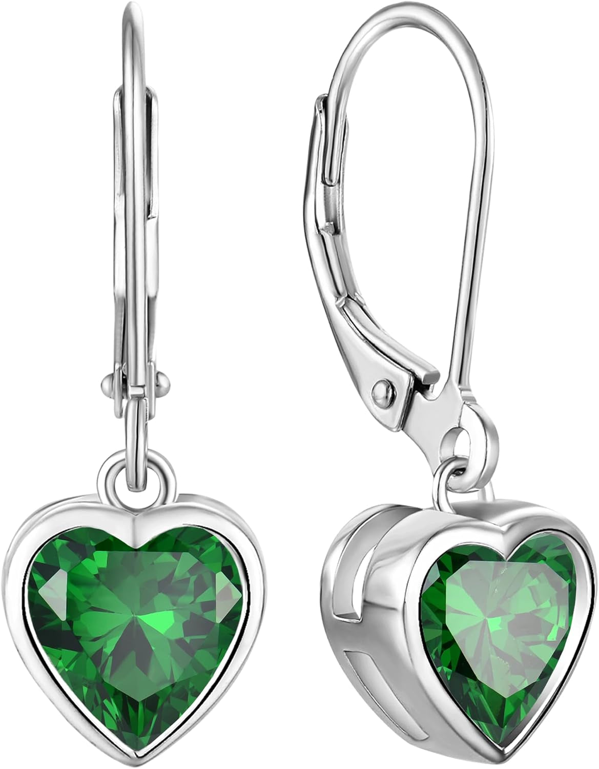 925 Sterling Silver Solitaire Teardrop Dangle Drop Earrings Pear/Heart/Round Cut Birthstone Leverback Earrings Jewelry for Women