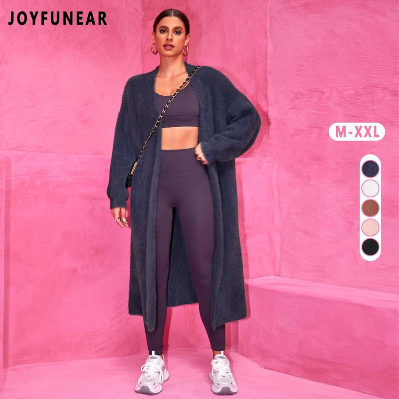 Joyfunear Womens Casual Long Knit Cardigan Long Sleeve Lightweight Open Front Sweater Coats