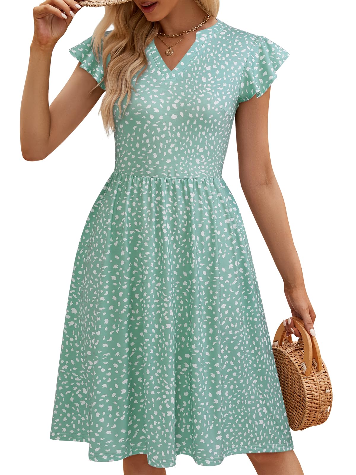 YATHON Womens Floral Wedding Guest Dresses for Women Aline Dresses for Women 2024 Casual Spring (YT227-Mint Green F 02S)
