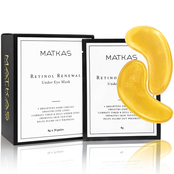 MATKAS Korean Gold Under Eye Patches for Dark Circles and Puffiness Wrinkles - Retinol + Hyaluronic Acid + Collagen + Niacinamide Under Eye Mask Puffy Eyes Treatment for Women Skin Care