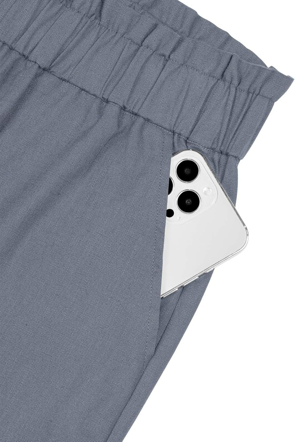 Womens Casual Pants High Waisted Work Pants Elastic Cropped Dress Paper Bag Pants with Pockets