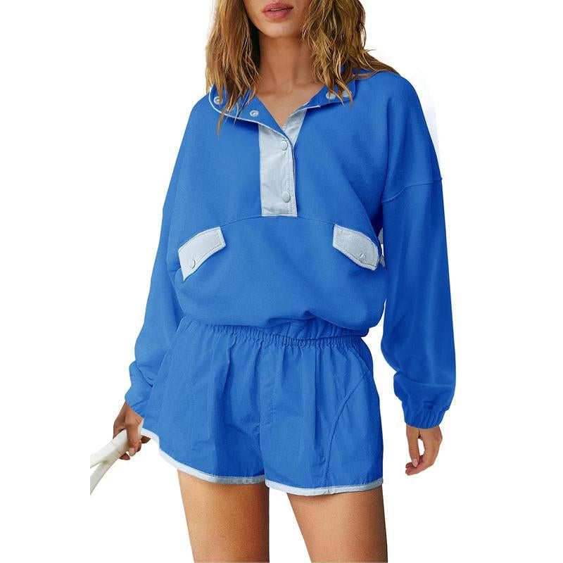 Tanming Women'S Two Piece Short Sets Summer Lounge Sweatsuits Long Sleeve Outfits Travel Tracksuit with Pocket Womenswear Clothes