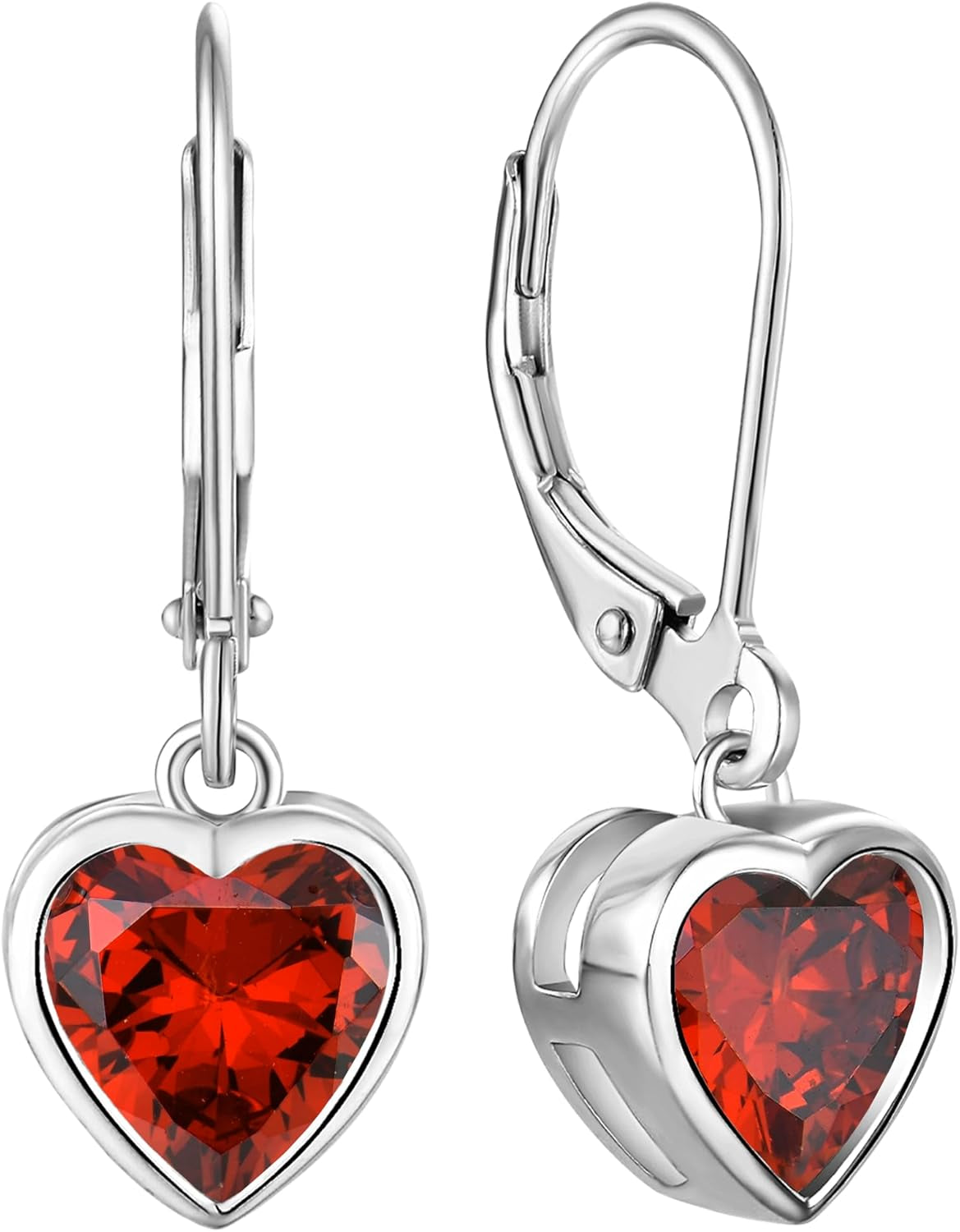 925 Sterling Silver Solitaire Teardrop Dangle Drop Earrings Pear/Heart/Round Cut Birthstone Leverback Earrings Jewelry for Women