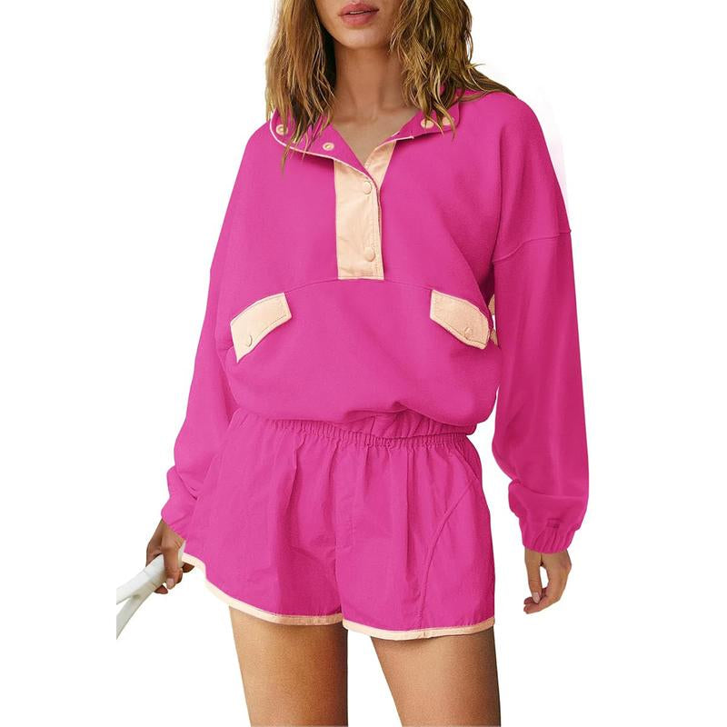 Tanming Women'S Two Piece Short Sets Summer Lounge Sweatsuits Long Sleeve Outfits Travel Tracksuit with Pocket Womenswear Clothes