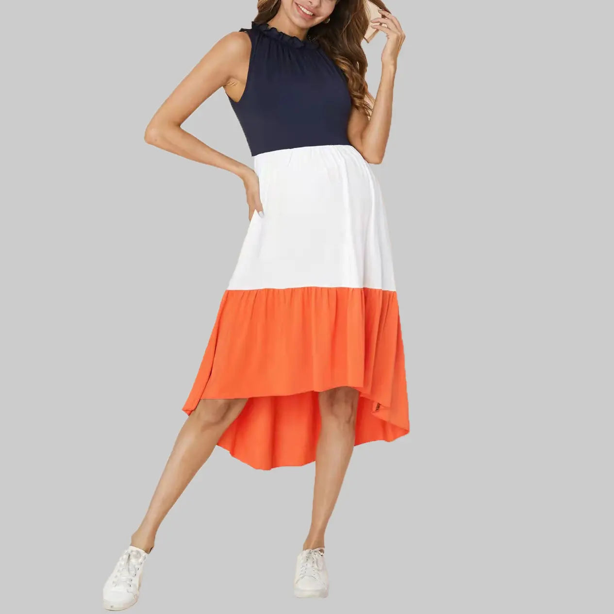New Fashion Round Neck Sleeveless Maternity Dress