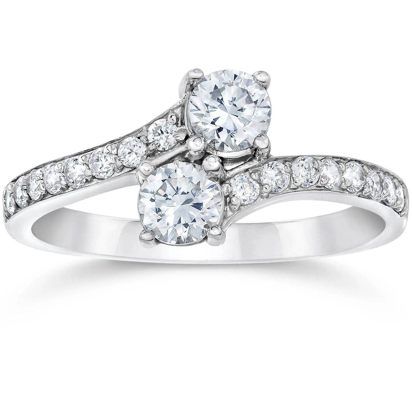 Pompeii Forever Us Two Stone round Diamond 1 Ct Solitaire Ring 14K White Gold