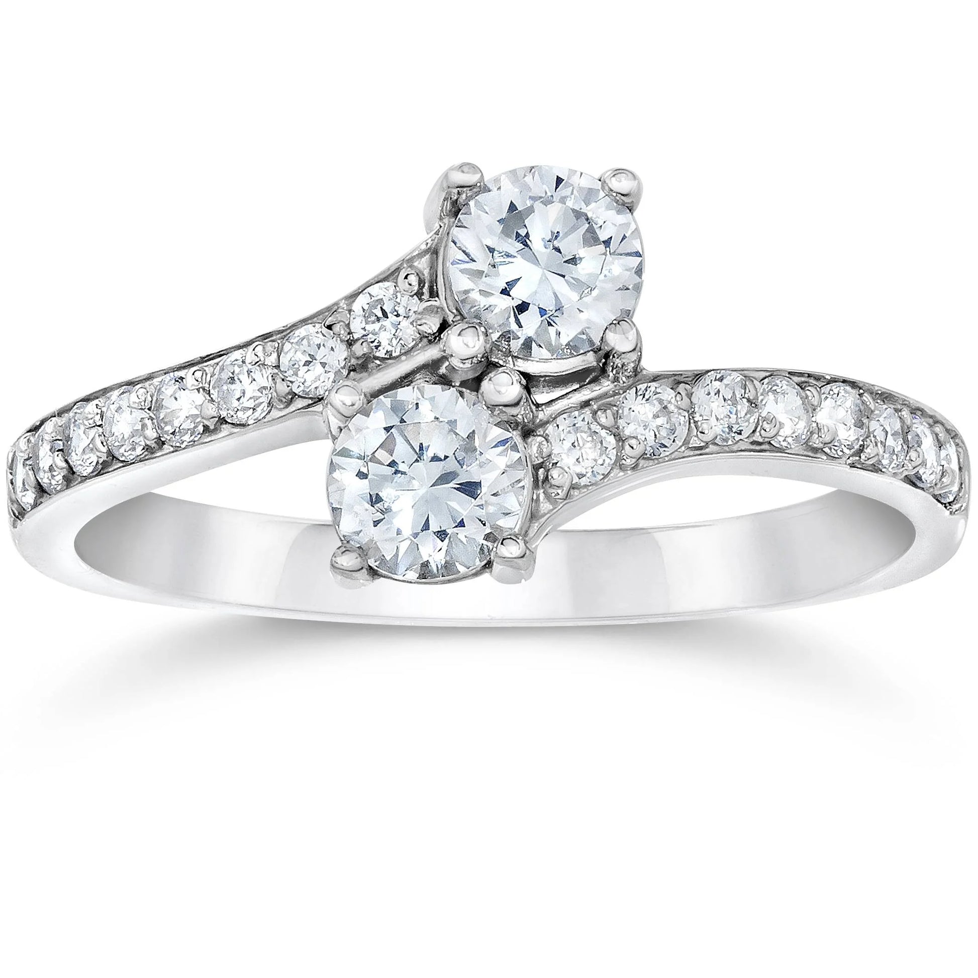 Pompeii Forever Us Two Stone round Diamond 1 Ct Solitaire Ring 14K White Gold